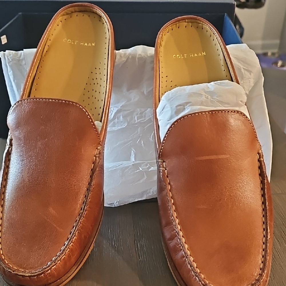 Cole Haan Women's Tan Leather Slip-On Loafers